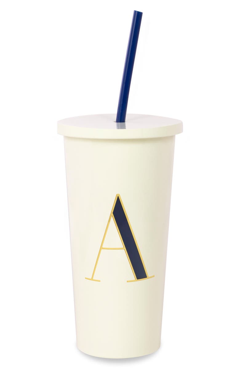 Kate Spade New York initial straw tumbler, Main, color, 