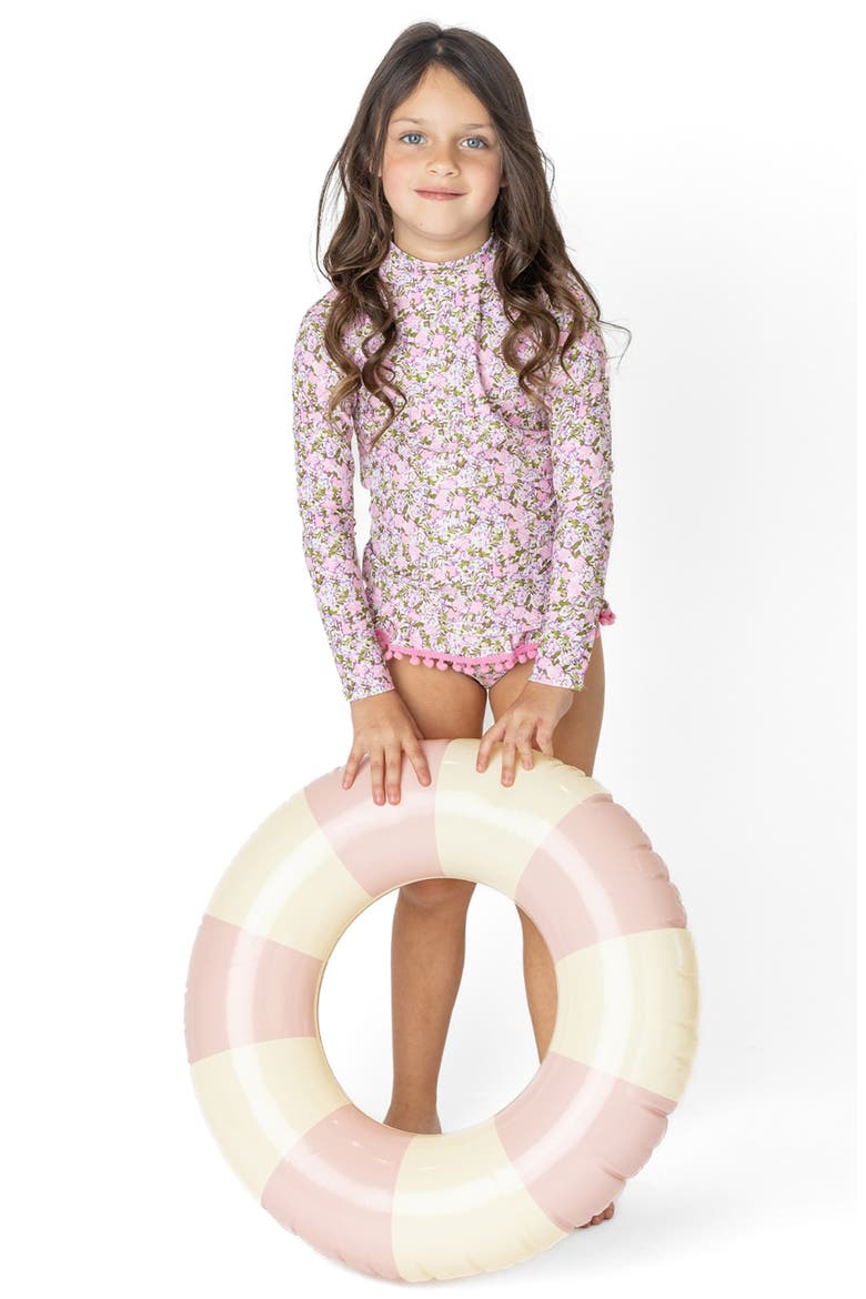 Kids' Long Sleeve UPF 50+ Two-Piece Rashguard Swimsuit, Alternate, color, PINK