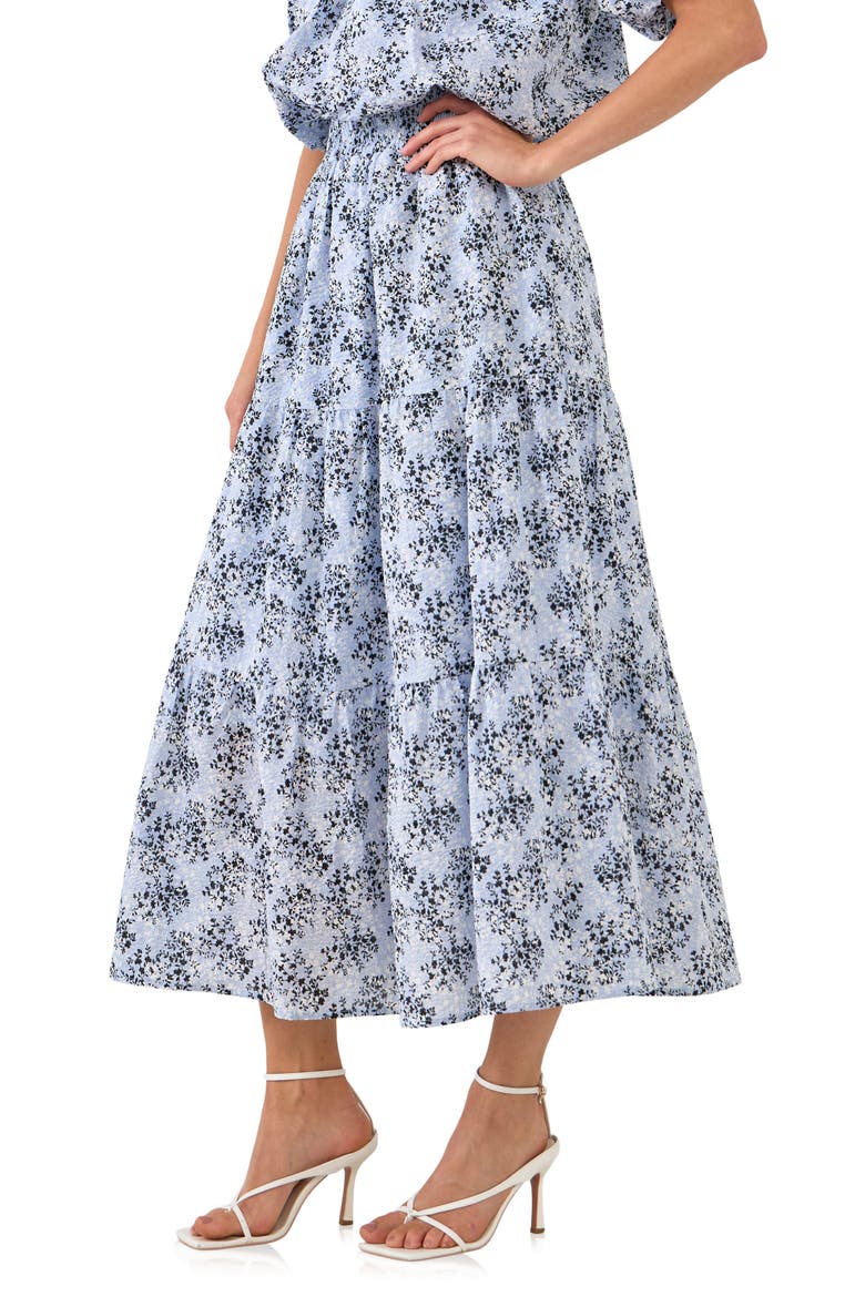 Floral Cotton Maxi Skirt, Alternate, color, BLUE MULTI