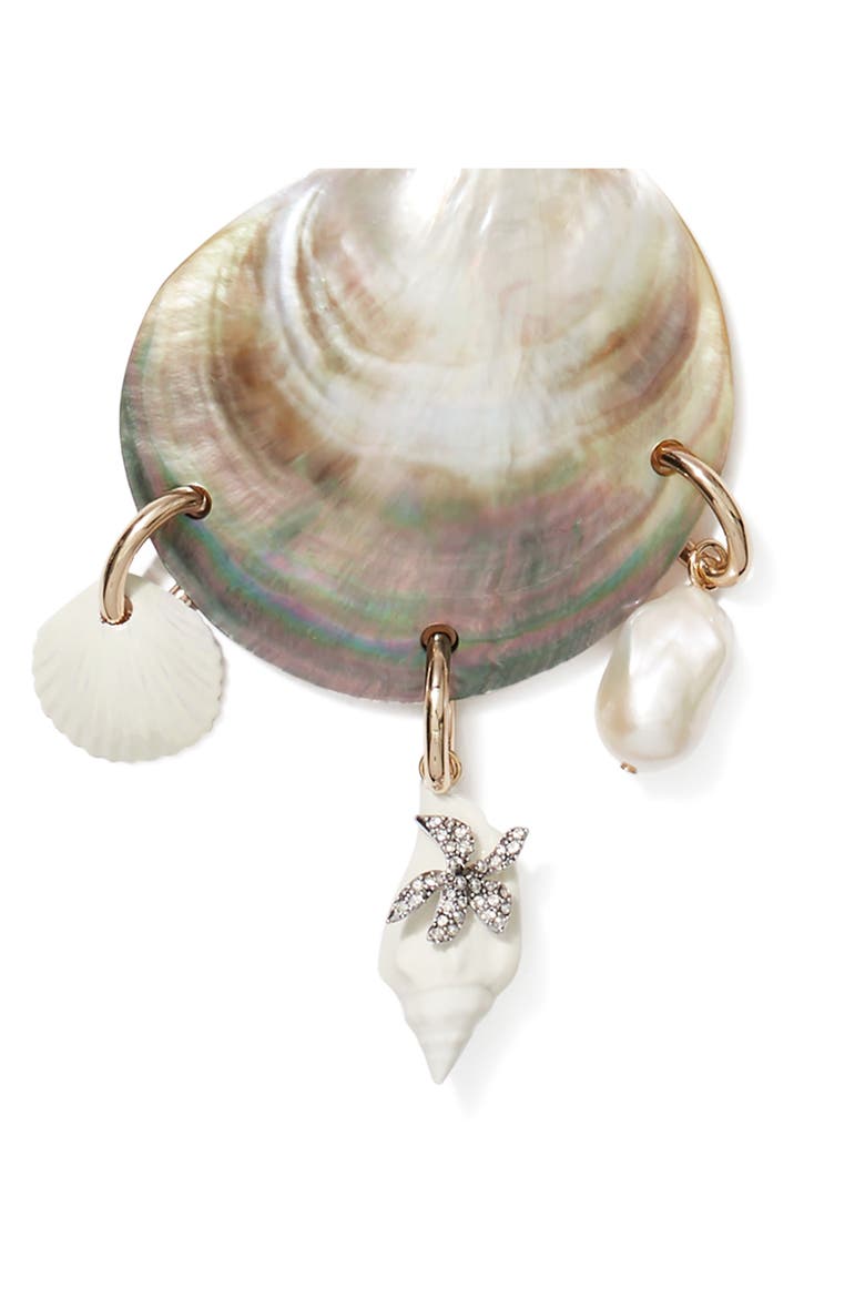 Shell & Cultured Pearl Pendant Necklace, Alternate, color, BLACK / IVORY