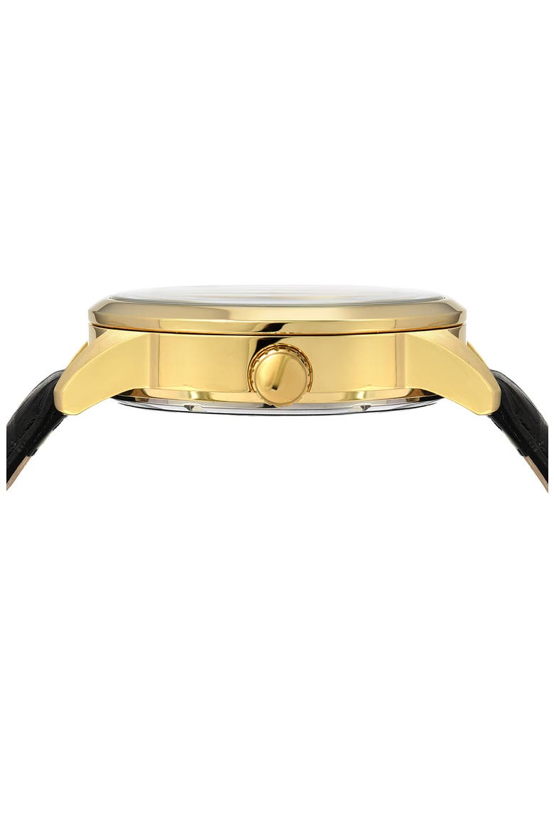Cassius Leather Strap Watch, 45mm, Alternate, color, GOLD