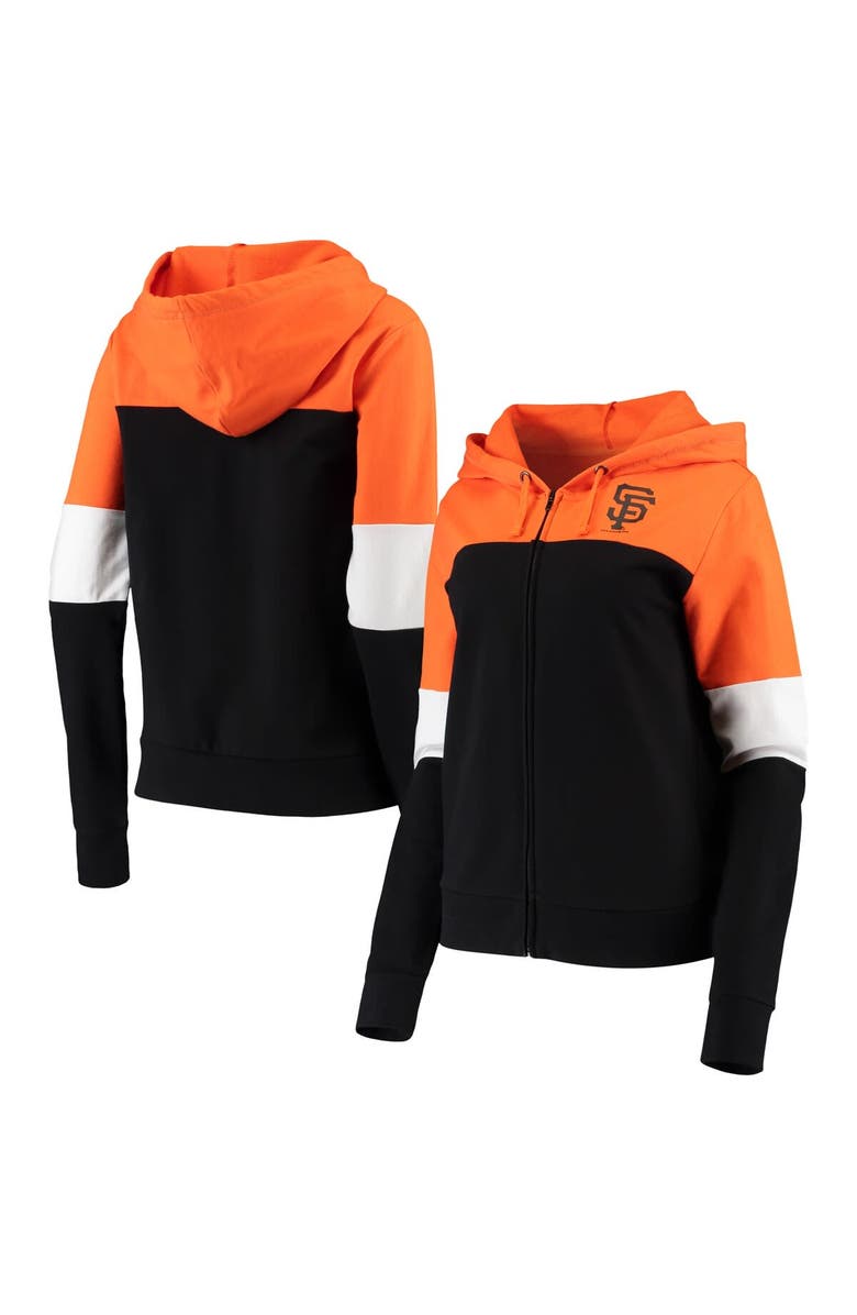New Era Women's New Era Black San Francisco Giants Colorblock French Terry Full-Zip Hoodie, Main, color, 