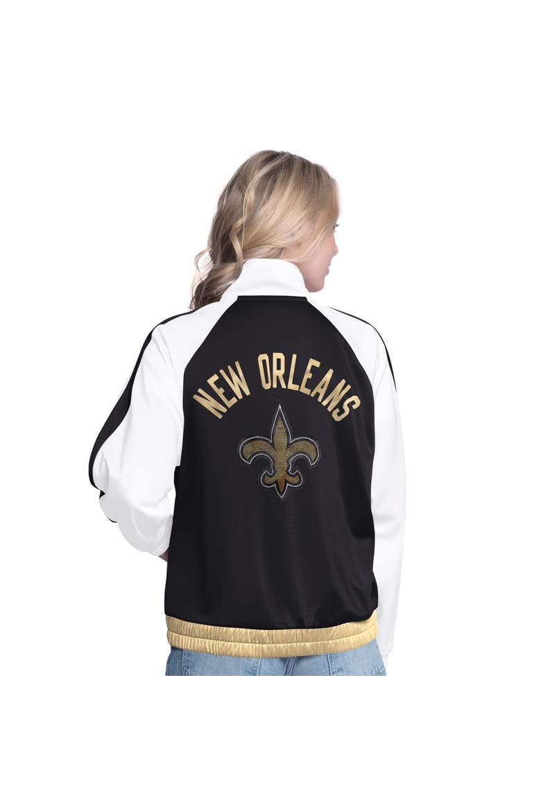 Women's G-III 4Her by Carl Banks White/Black New Orleans Saints Rally Rhinestone Full-Zip Track Jacket, Alternate, color, White