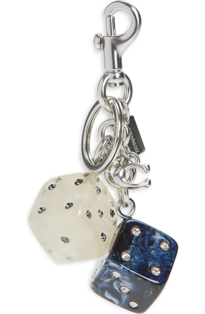 COACH Dice Bag Charm, Main, color, Silver Black Mult
