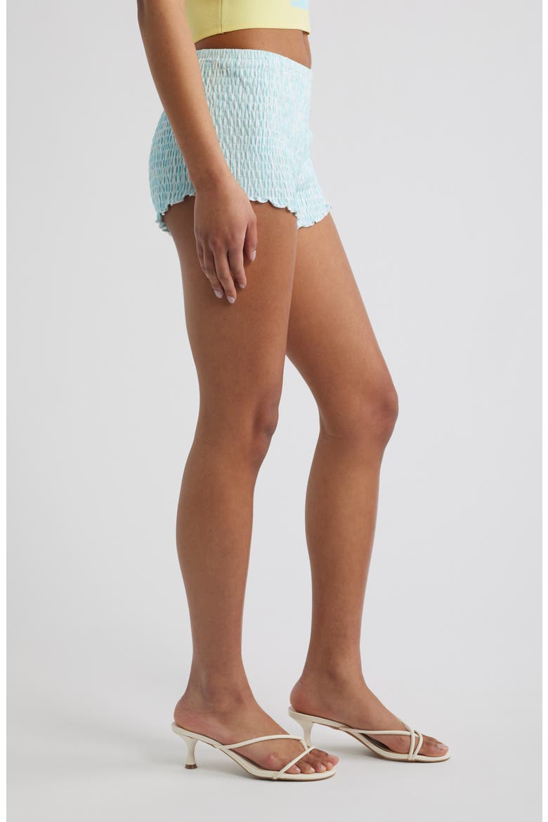 Shirred Micro Shorts, Alternate, color, PEARL DIVA