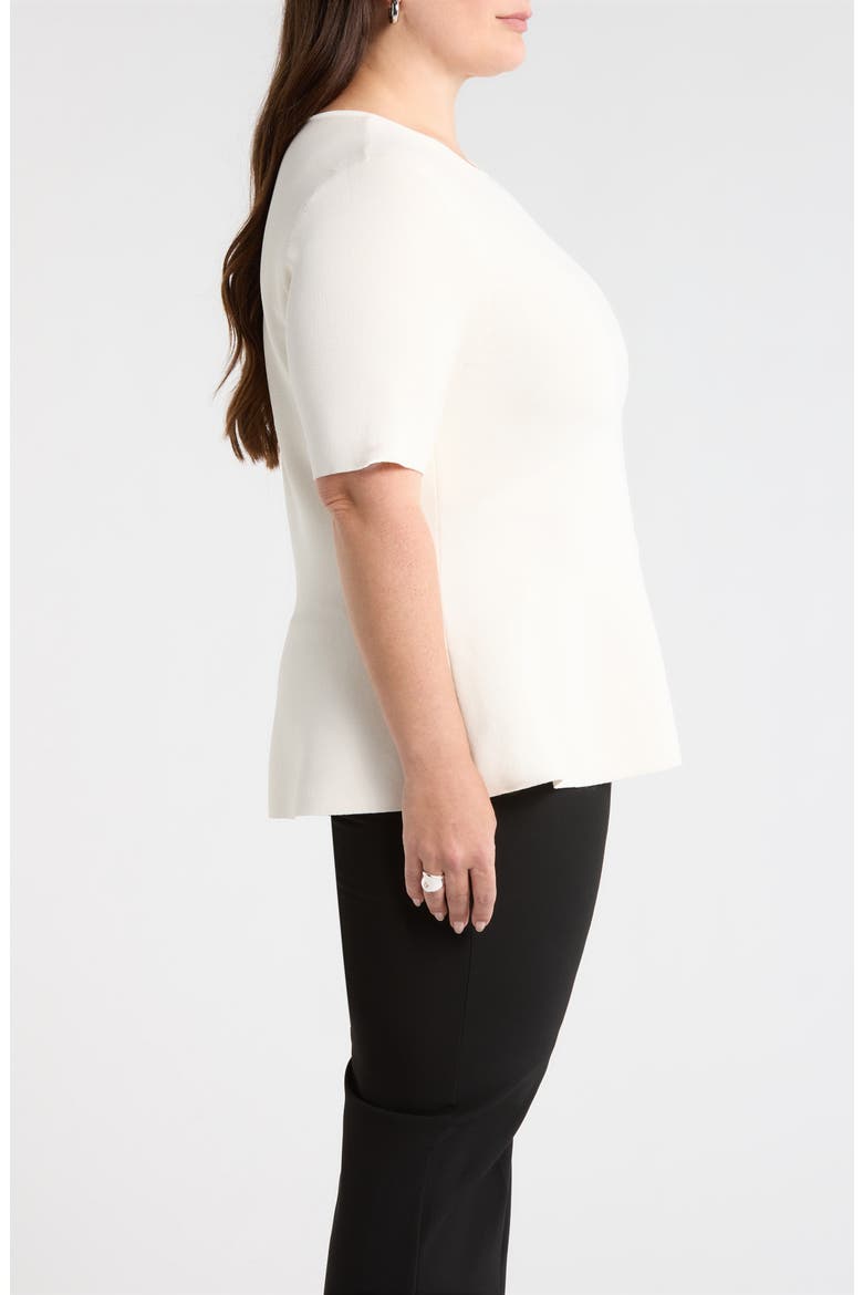 Short Sleeve Peplum Sweater, Alternate, color, IVORY TOFU