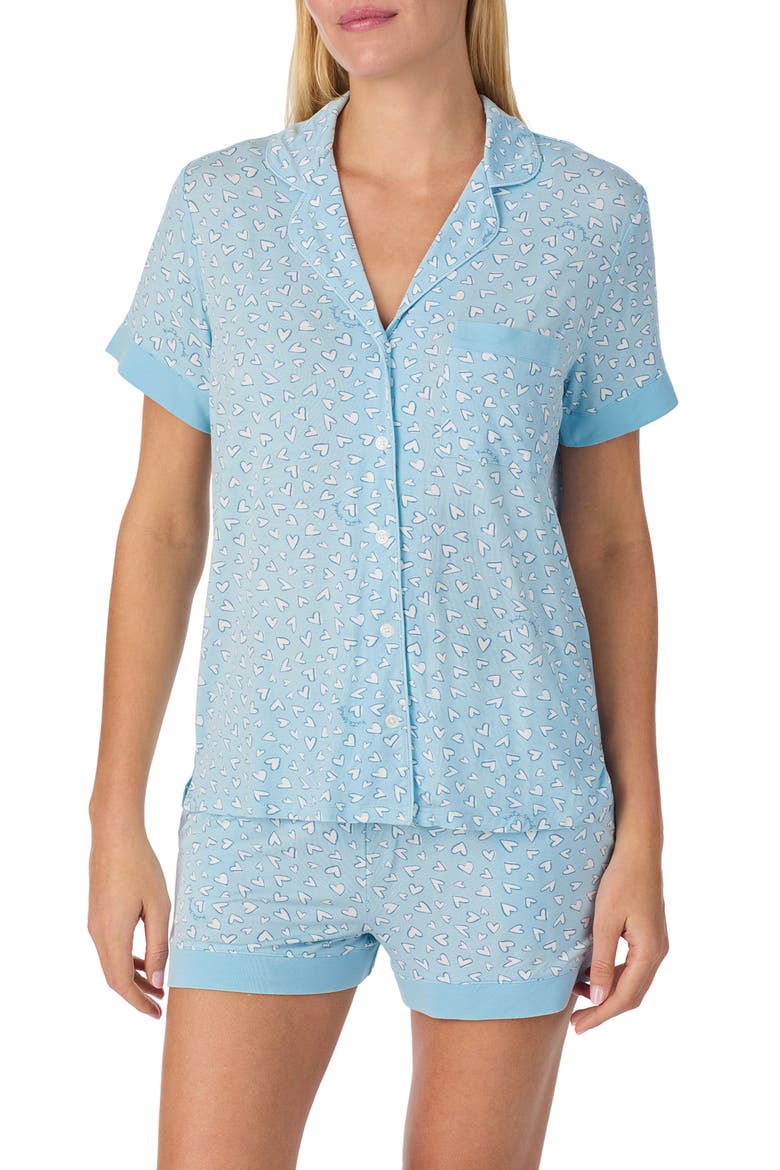 print short pajamas, Alternate, color, BLUE/ HEART