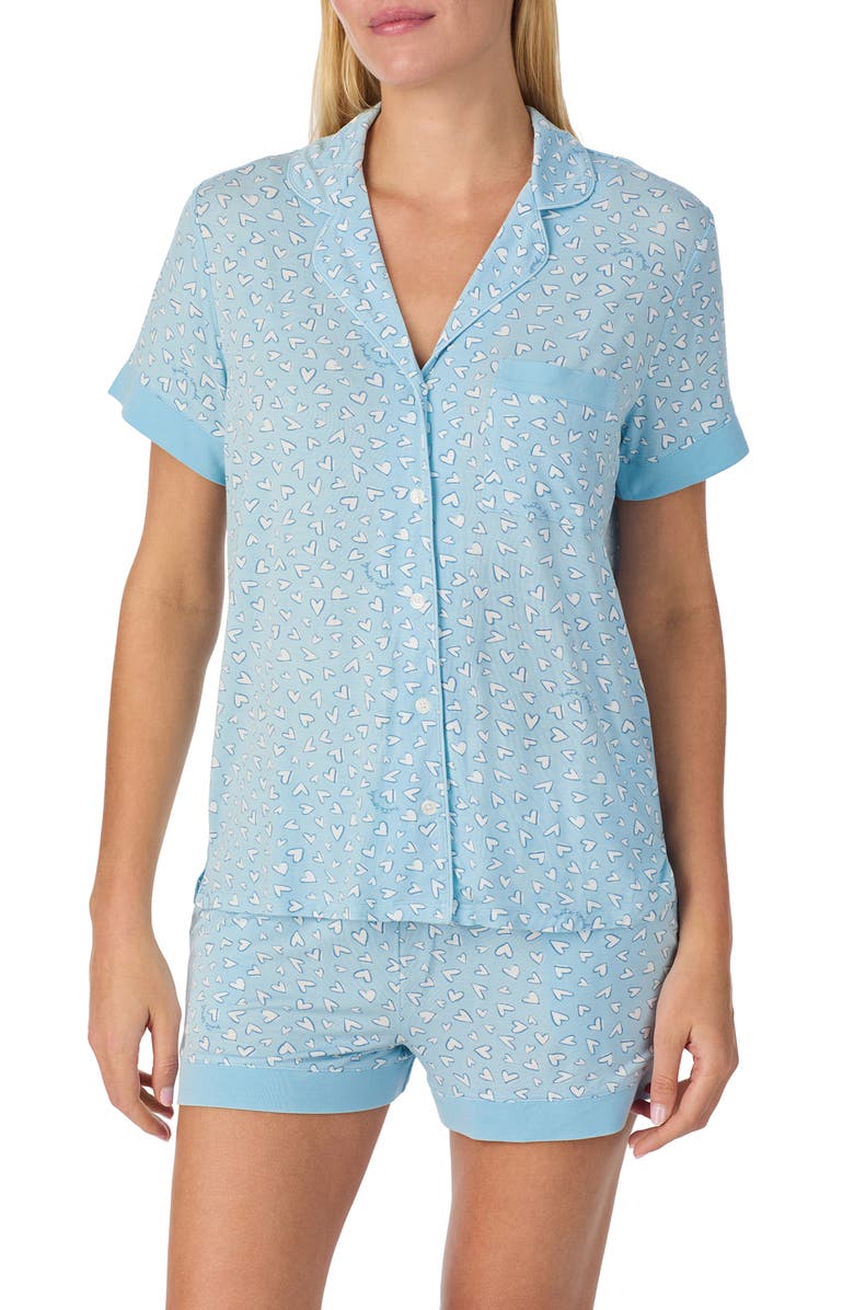 Kate Spade New York print short pajamas, Alternate, color, Blue/ Heart