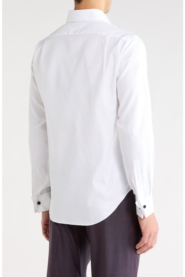 Trim Fit Textured French Cuff Dress Shirt, Alternate, color, WHITE