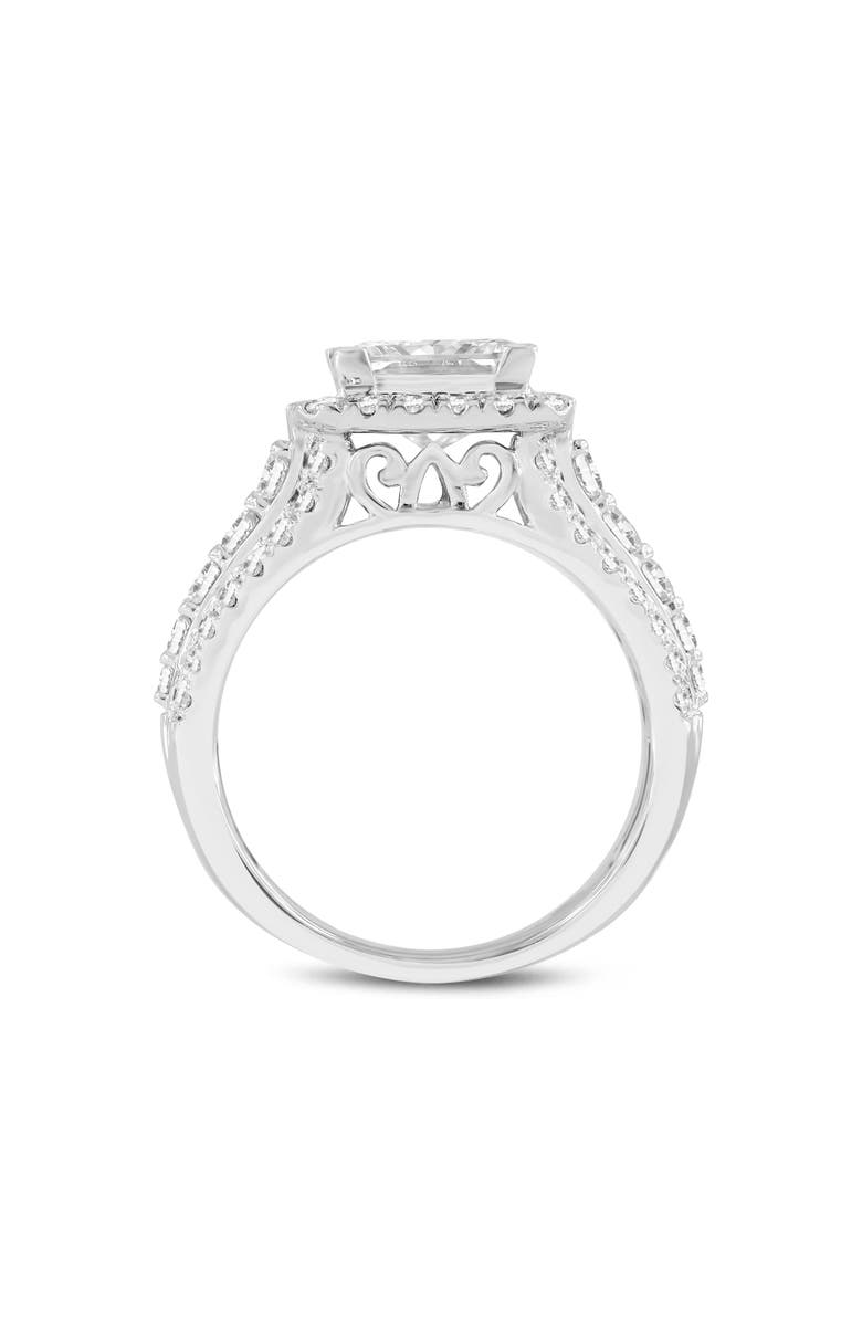LuvMyJewelry Sofia 14K White Gold Princess Cut Lab Grown Diamond Halo Engagement Ring - 3.35 Ct, Alternate, color, 14K White Gold