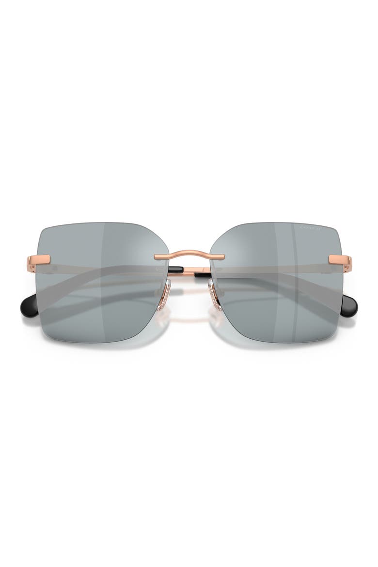 57mm Square Sunglasses, Alternate, color, SHINY ROSE GOLD / GREY MIRROR