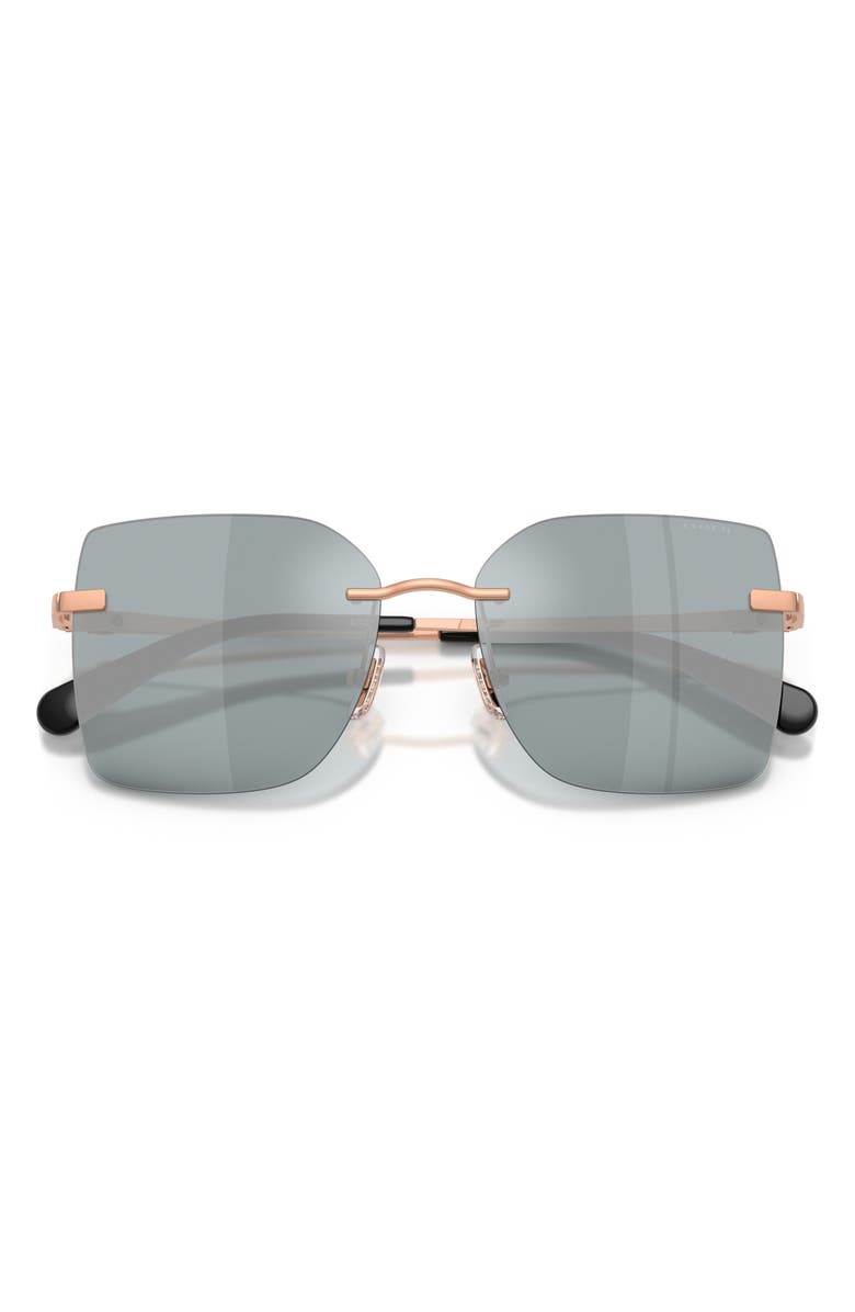 COACH 57mm Square Sunglasses, Alternate, color, Shiny Rose Gold / Grey Mirror