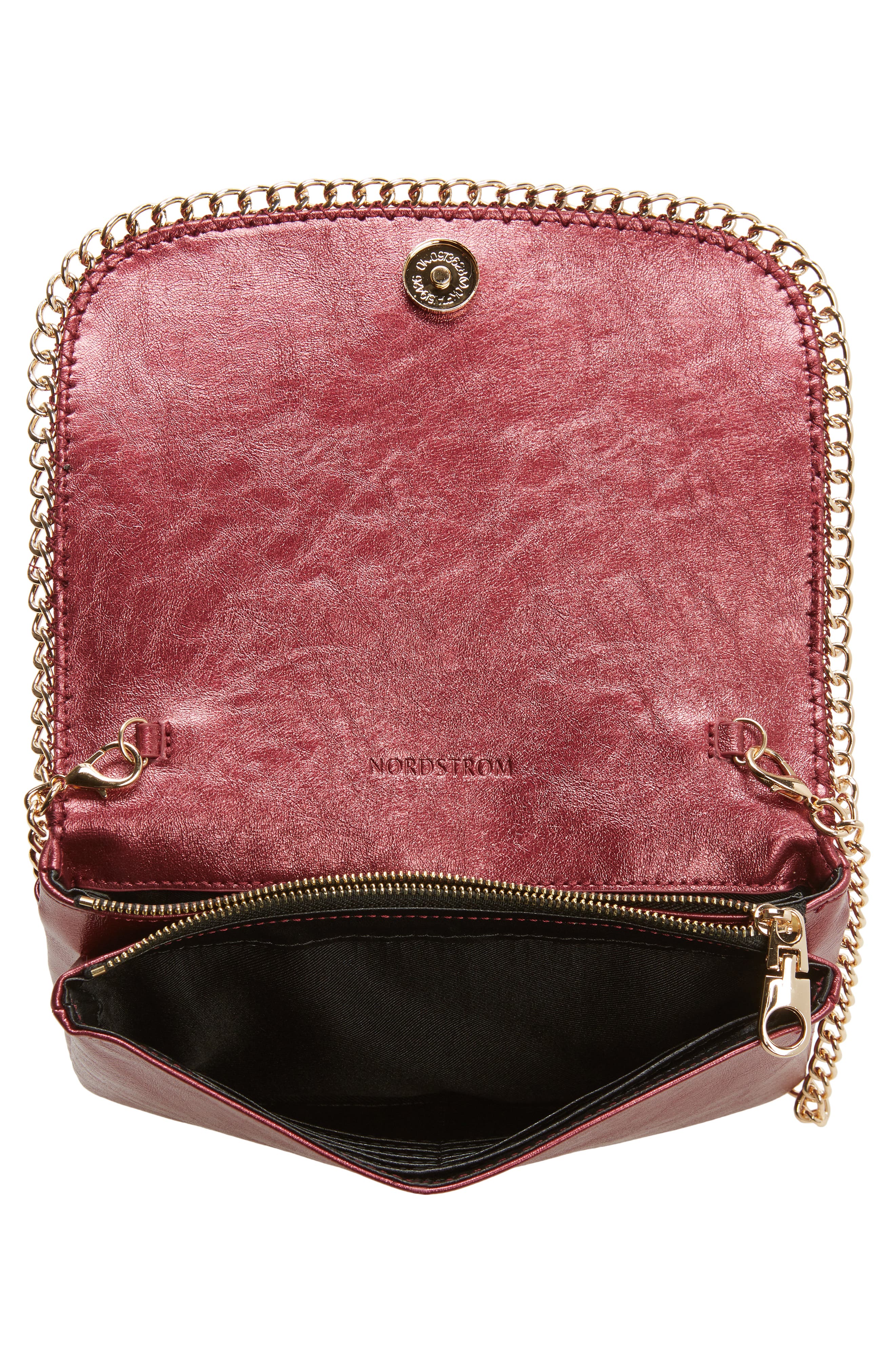 Bianca Faux Leather Wallet on a Chain, Alternate, color, BURGUNDY MAROON