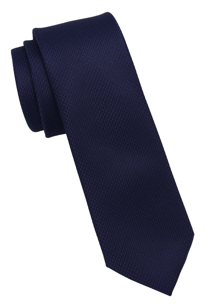 Textured Solid Tie, Main, color, NAVY