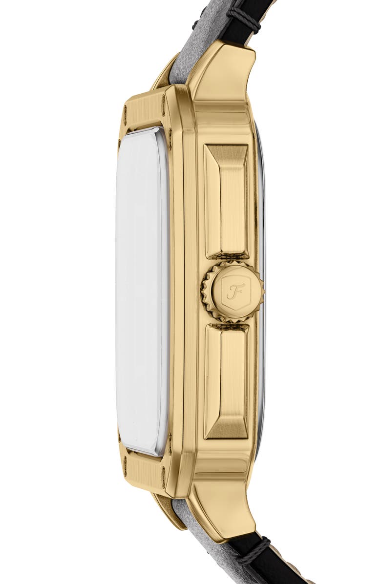 Fossil Crosby Leather Strap Watch, 42mm x 30mm, Alternate, color, Black