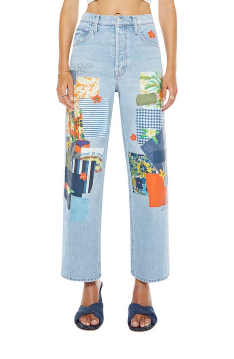 Spinner Flood Patchwork Straight Leg Jeans (Mumble Jumble)