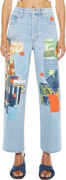 MOTHER Spinner Flood Patchwork Straight Leg Jeans