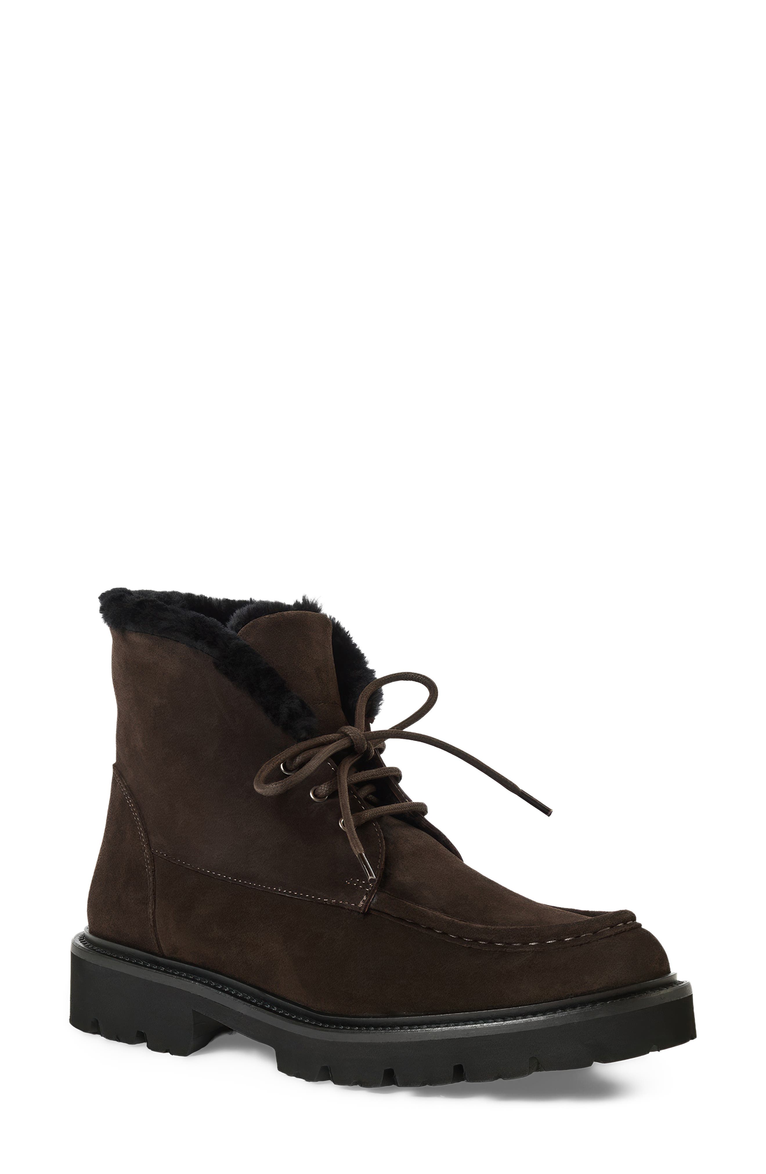 Natta Waterproof Leather Genuine Shearling Boot, Main, color, ESPRESSO SUEDE