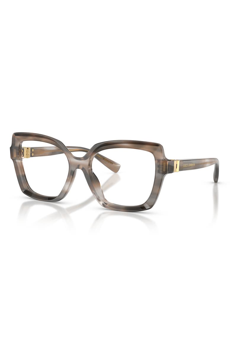 Dolce&Gabbana 53mm Butterfly Optical Glasses, Alternate, color, Striped Grey / Demo Lens