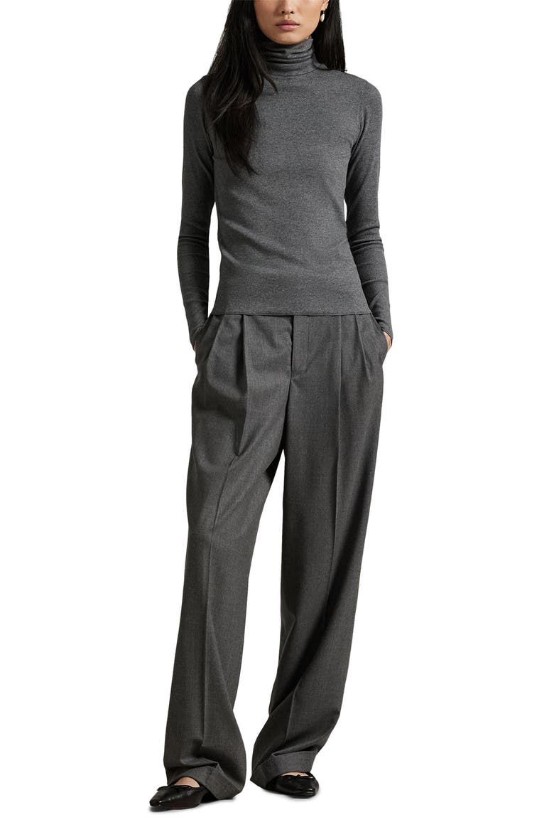 Rib Turtleneck Top, Alternate, color, GREY HEATHER