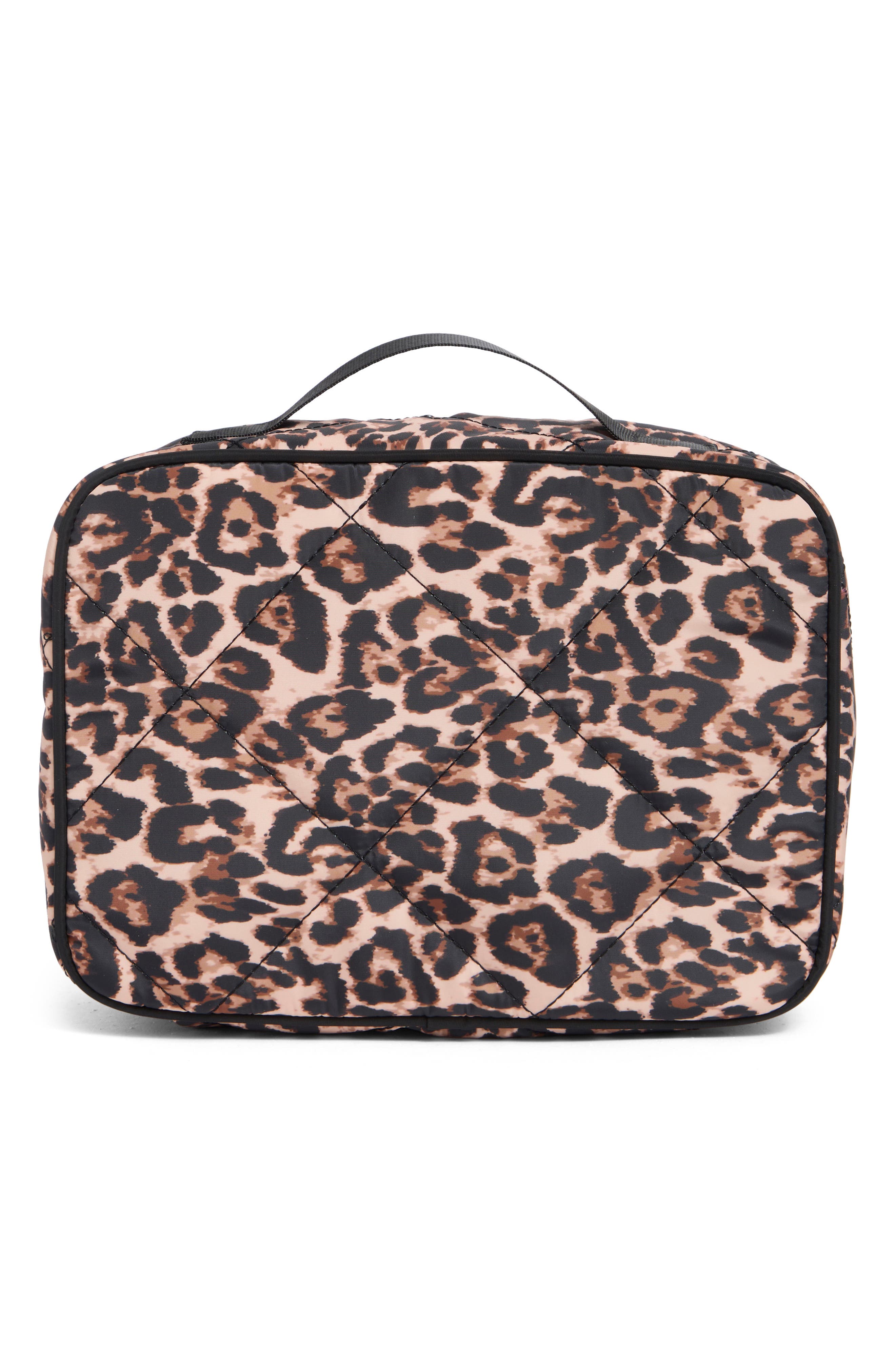 Puffy Quilted Train Case, Alternate, color, LEOPARD