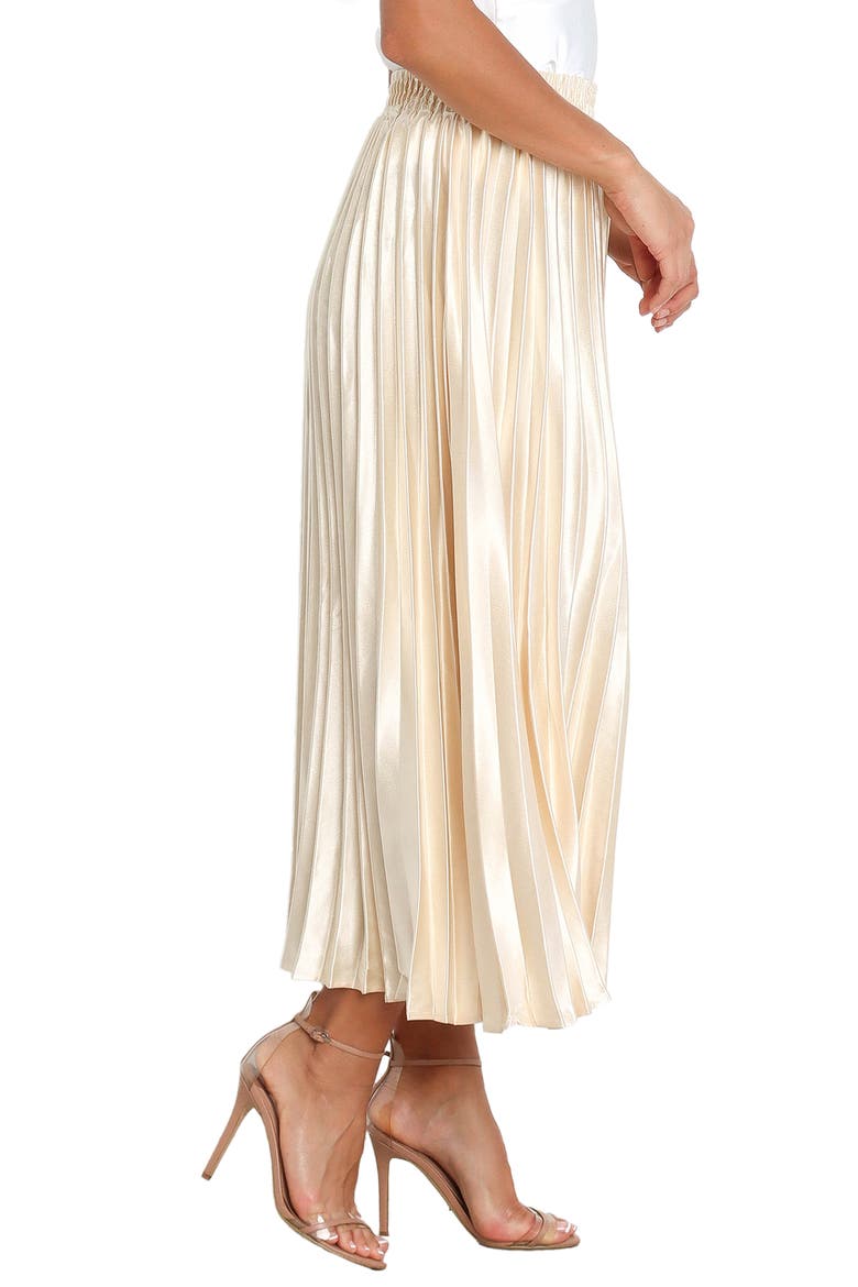 Missie Pleated Satin Skirt, Alternate, color, GOLD