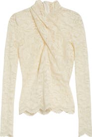 Rabanne Twist Front Scalloped Lace Top