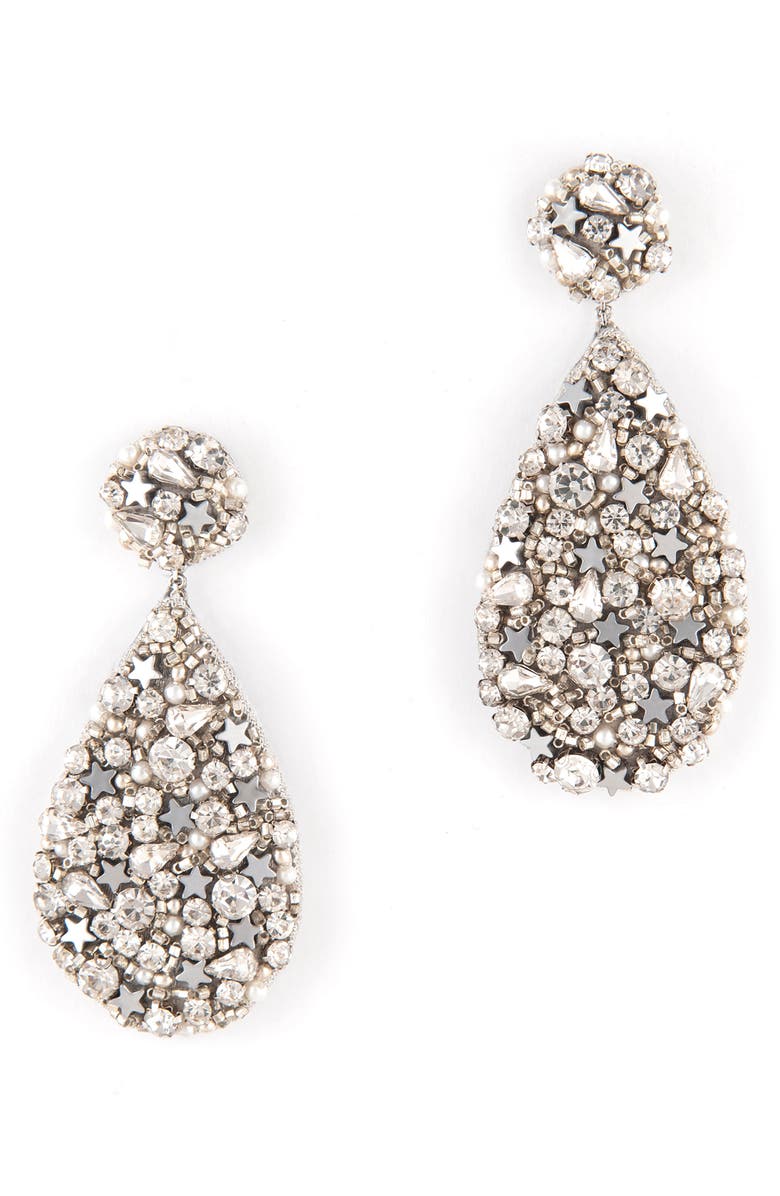Deepa Gurnani Magdaline Embellished Imitation Pearl Drop Earrings, Main, color,