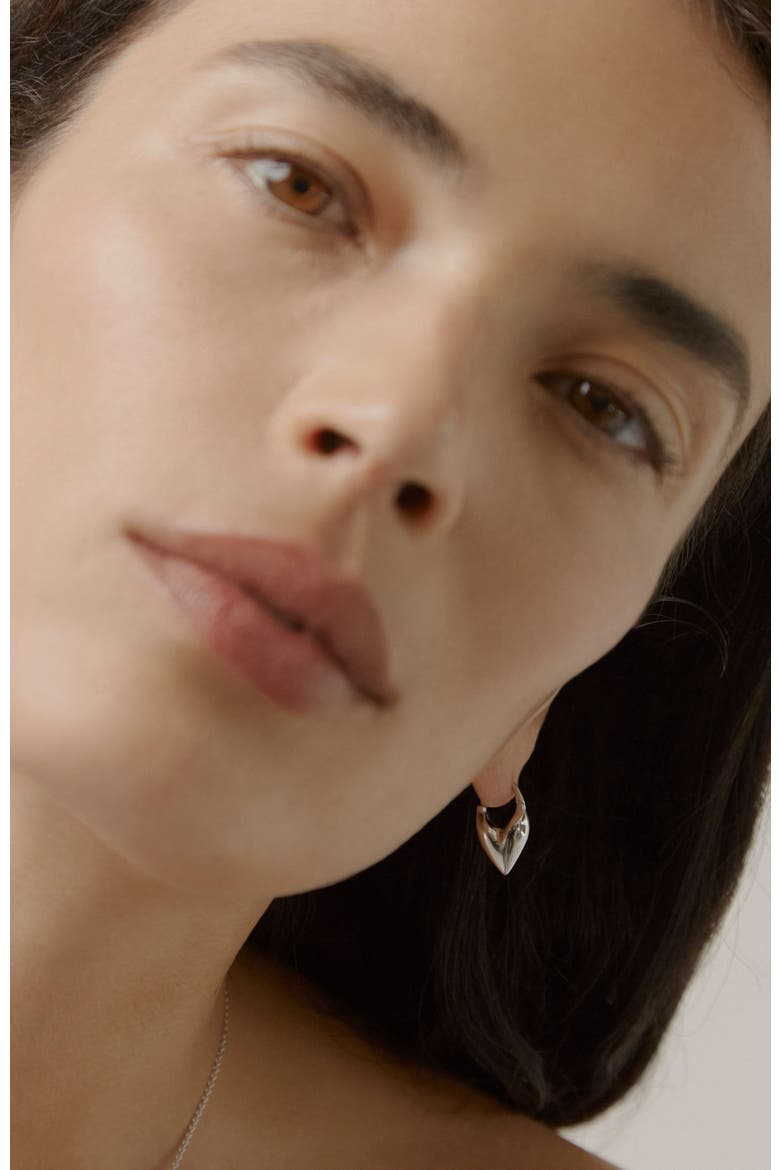 Roscida Heart Hoop Earrings, Alternate, color, Silver
