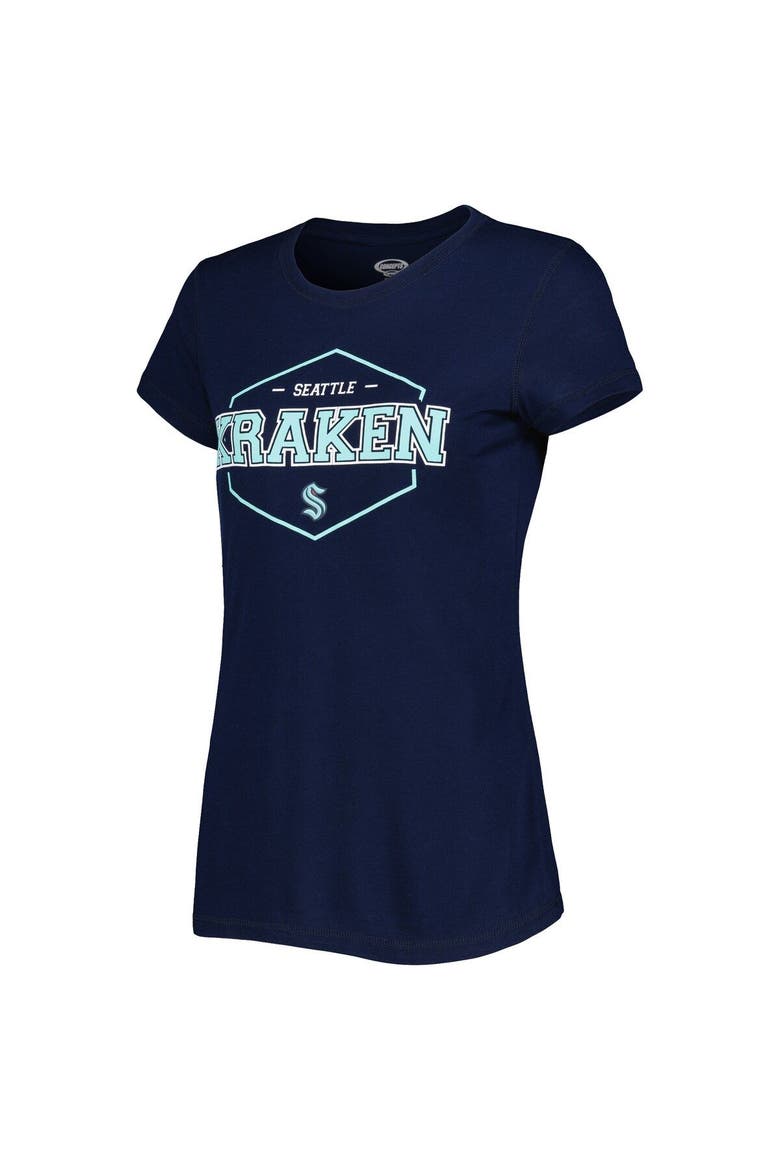 Women's Concepts Sport Deep Sea Blue/Gray Seattle Kraken Badge T-Shirt & Pants Sleep Set, Alternate, color, Navy