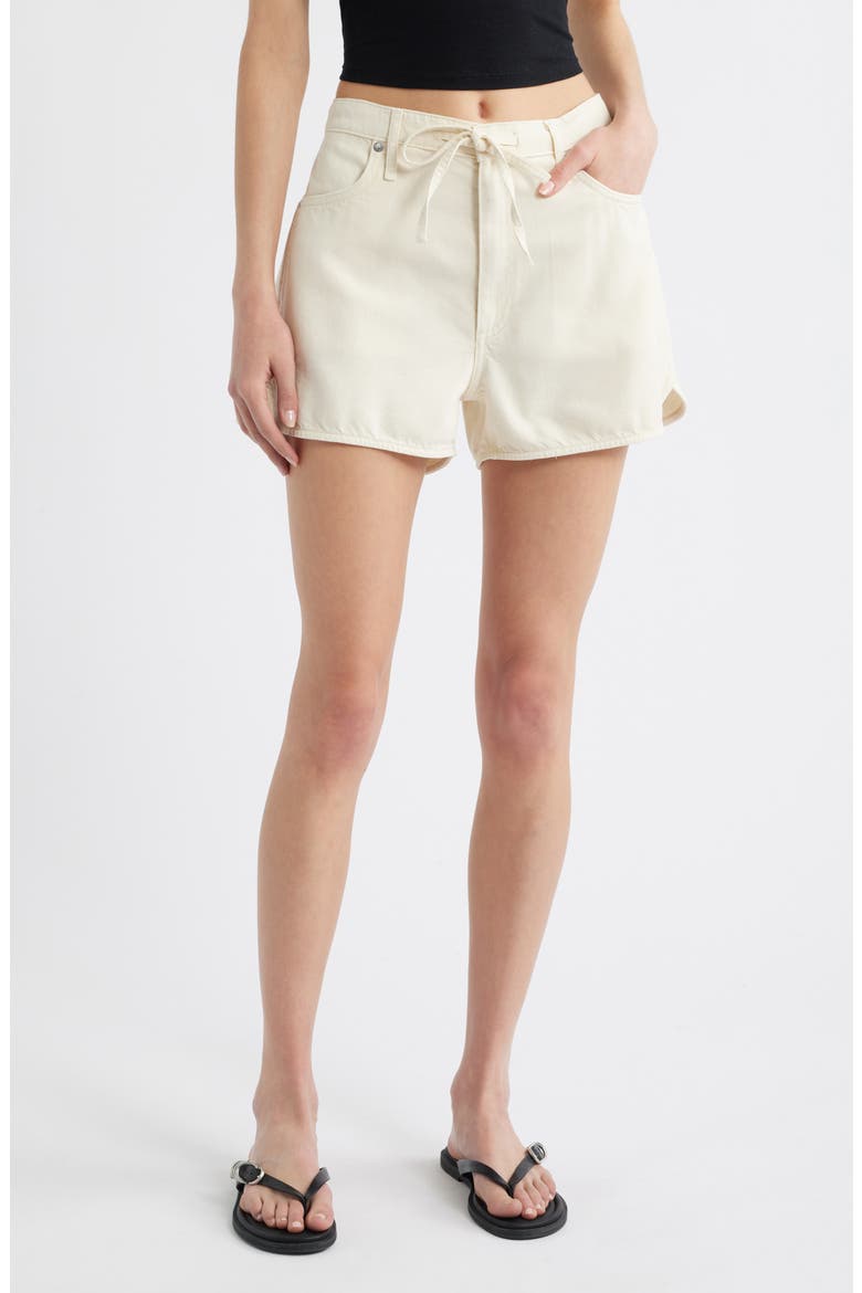 Nolan Drawstring Denim Shorts, Main, color, ECRU