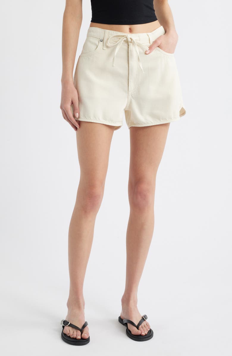 rag & bone Nolan Drawstring Denim Shorts, Main, color, Ecru
