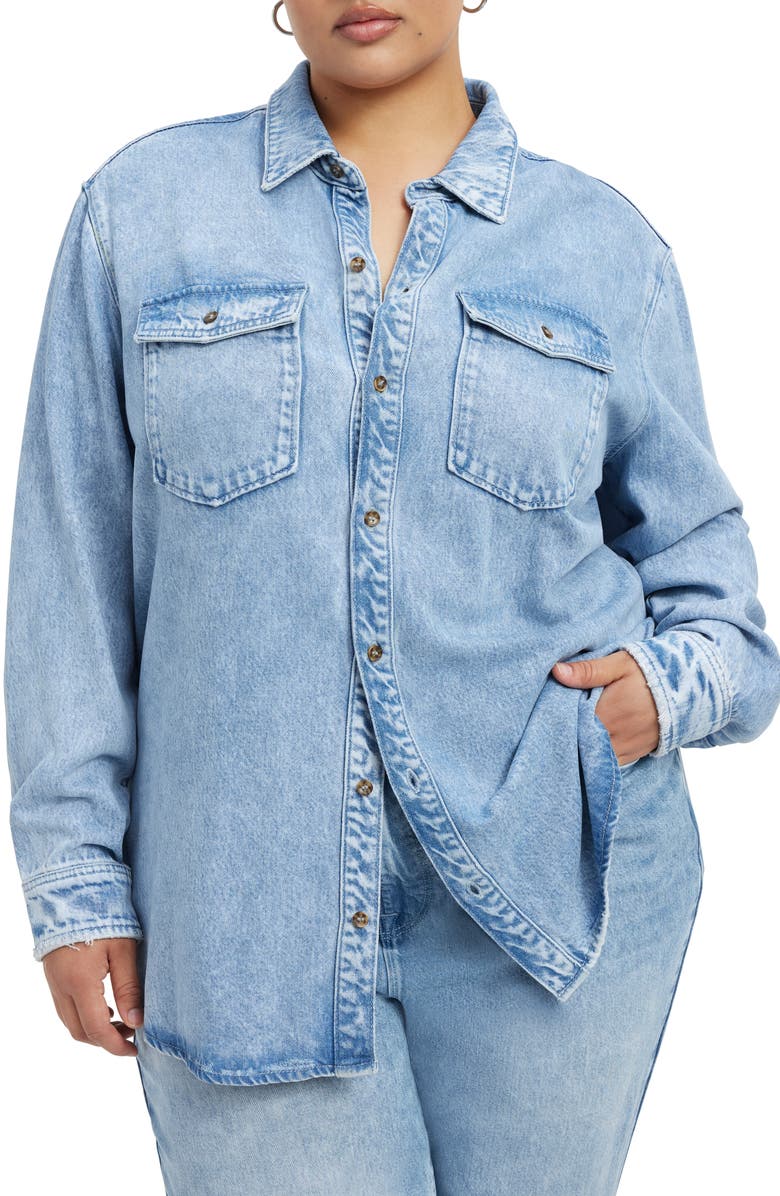 Good American Weightless Button-Up Shirt, Alternate, color,