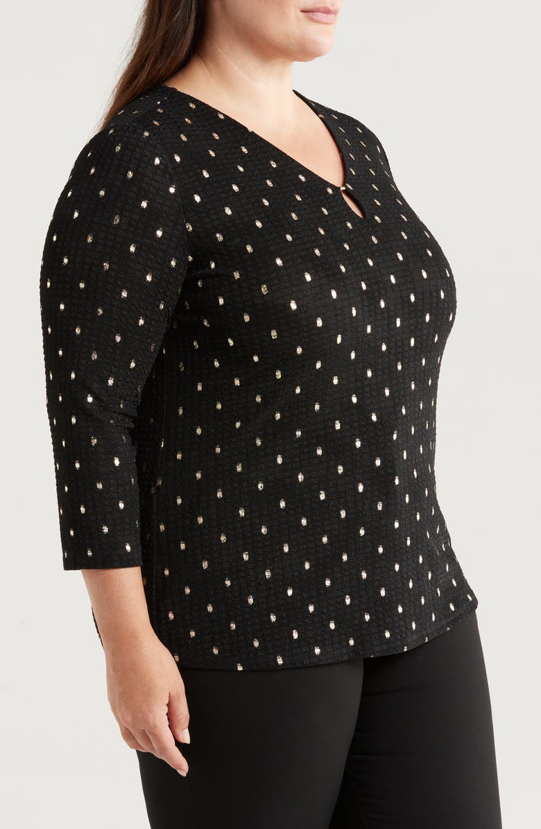 Jones New York Metallic Dot Waffle Knit Top, Alternate, color,