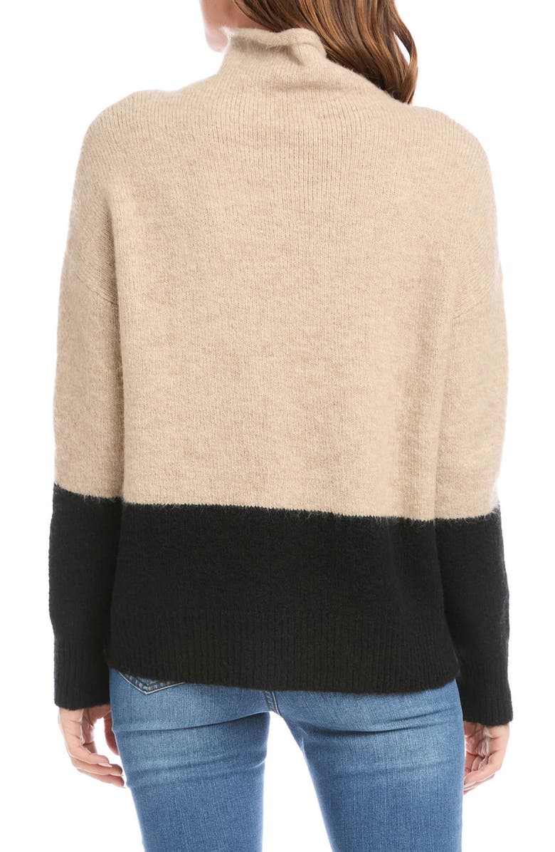 Karen Kane Colorblock Turtleneck Sweater, Alternate, color, Oatmeal