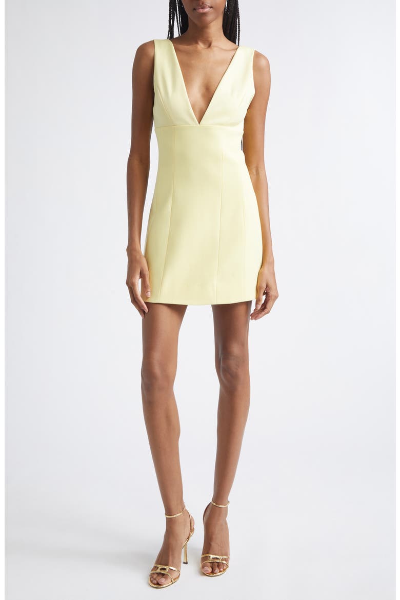 Mandy Plunge Neck Sleeveless Minidress, Main, color, BUTTER