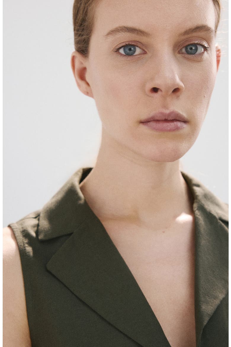 Tie Front Vest, Alternate, color, KHAKI GREEN