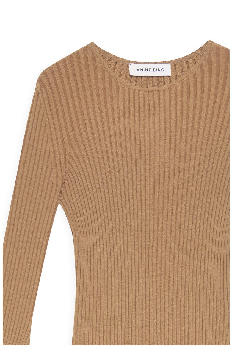 Sia Rib Midi Dress, Alternate, color, CAMEL