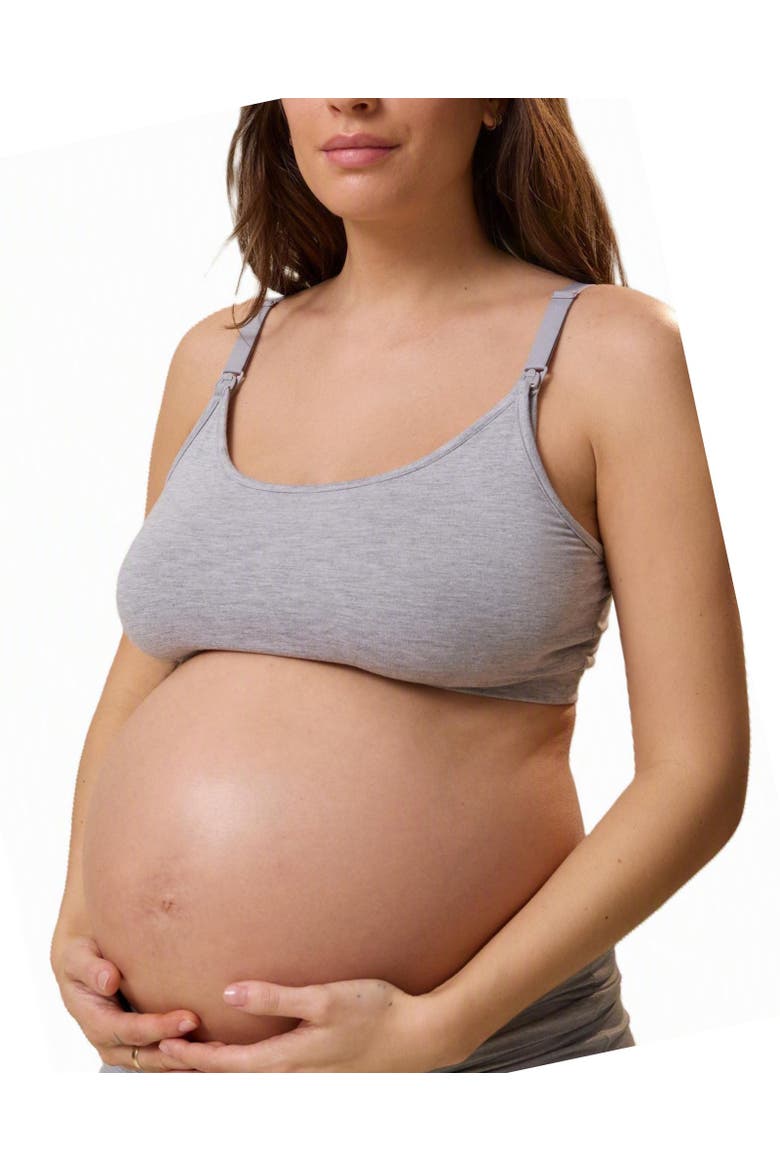 Busty French Terry Maternity & Nursing Bralette -  Fits Sizes 30E-44H, Main, color, Grey Heather
