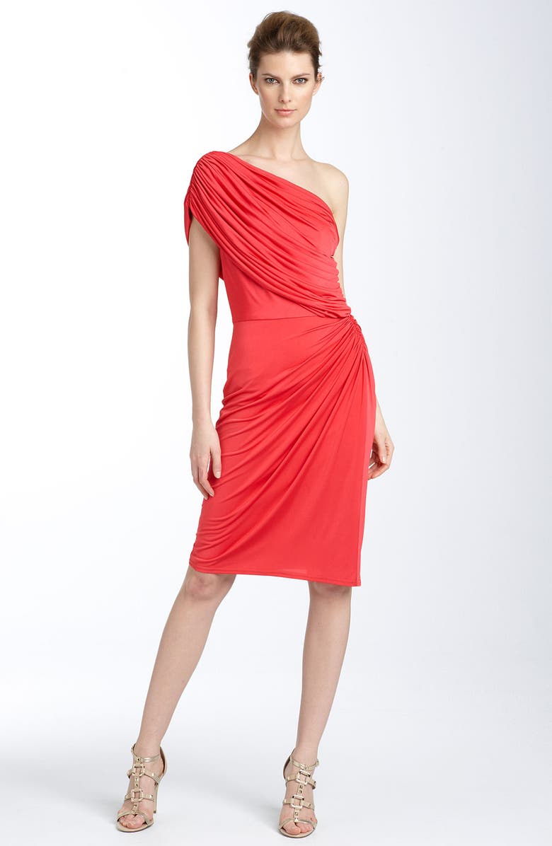 Tadashi Shoji One Shoulder Drape Matte Jersey Dress, Main, color, 