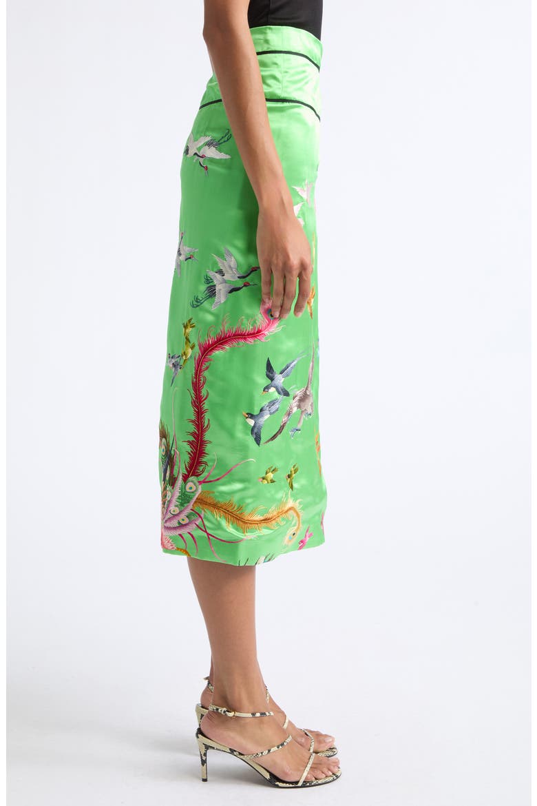 Demi-Couture Reconstituted Embroidered Silk Wrap Skirt, Alternate, color, GREEN