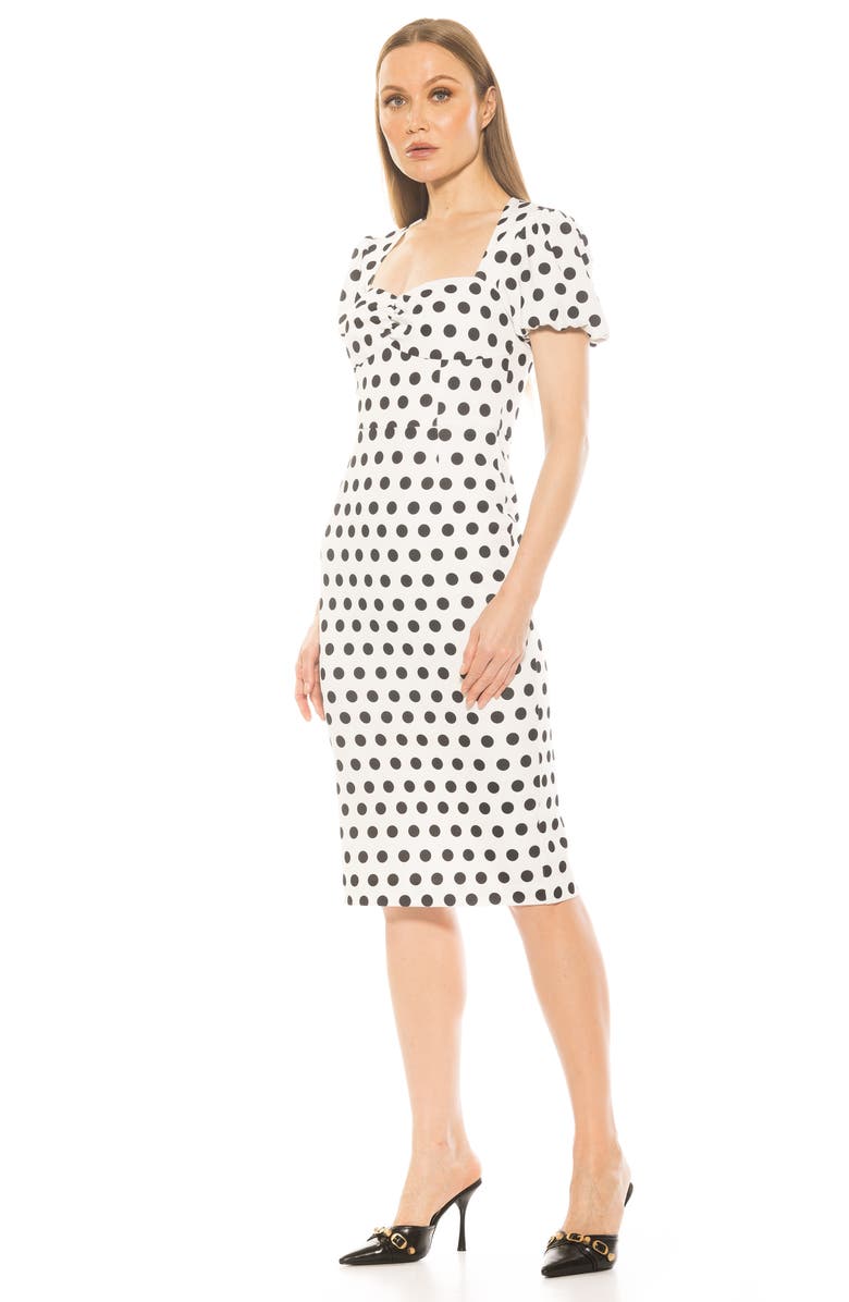 Alexia Admor Micaela Sweetheart Neck Sheath Dress, Alternate, color, Ivory Polka Dot