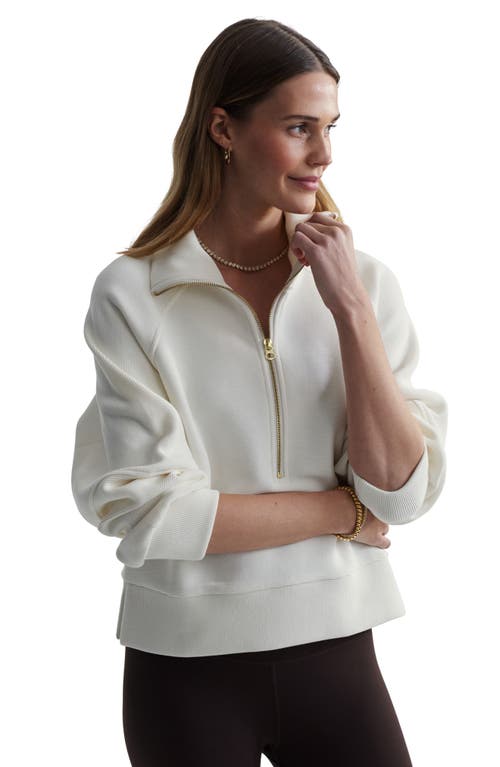 Varley Miland Half-zip Ribbed Knit Sweater In Ivory