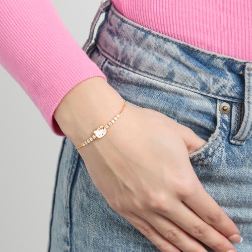 Hello Kitty Sally Rose 925 Yg Plt Cz  Lariat Bracelet In Gold