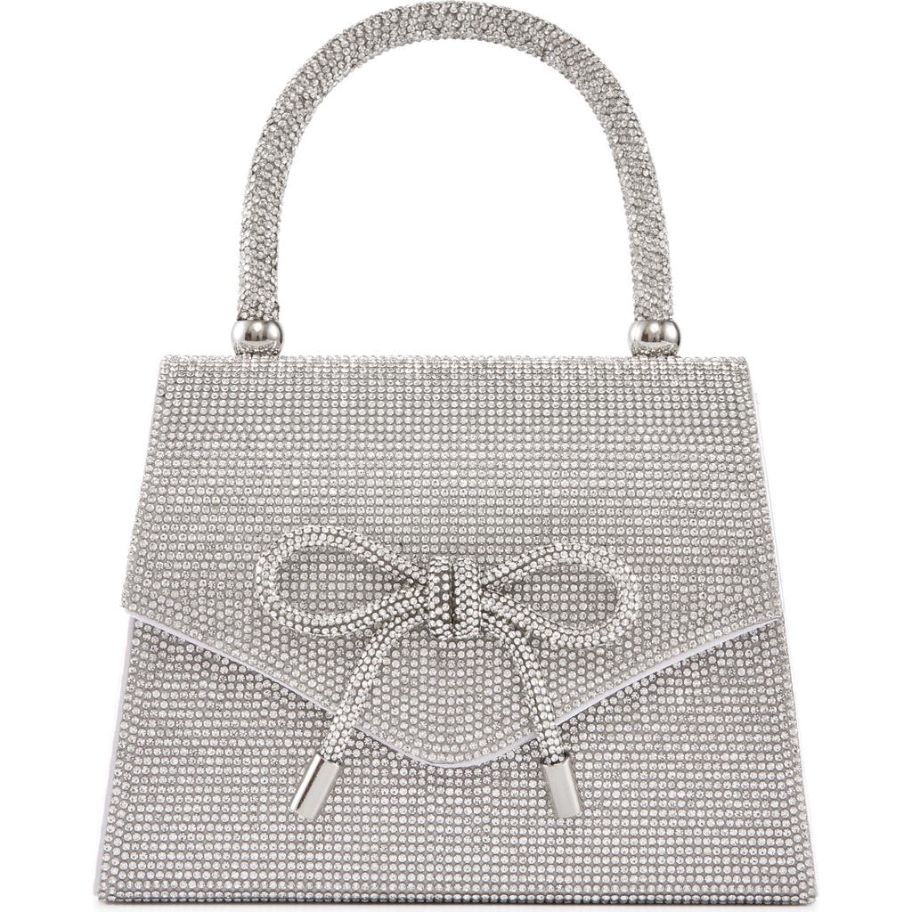 Lady Couture Rhinestone Top Handle Evening Bag In Silver