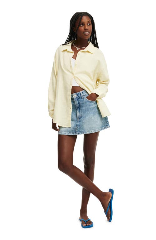 Cotton On Haven Long Sleeve Shirt In Lemon Icing Double Cloth