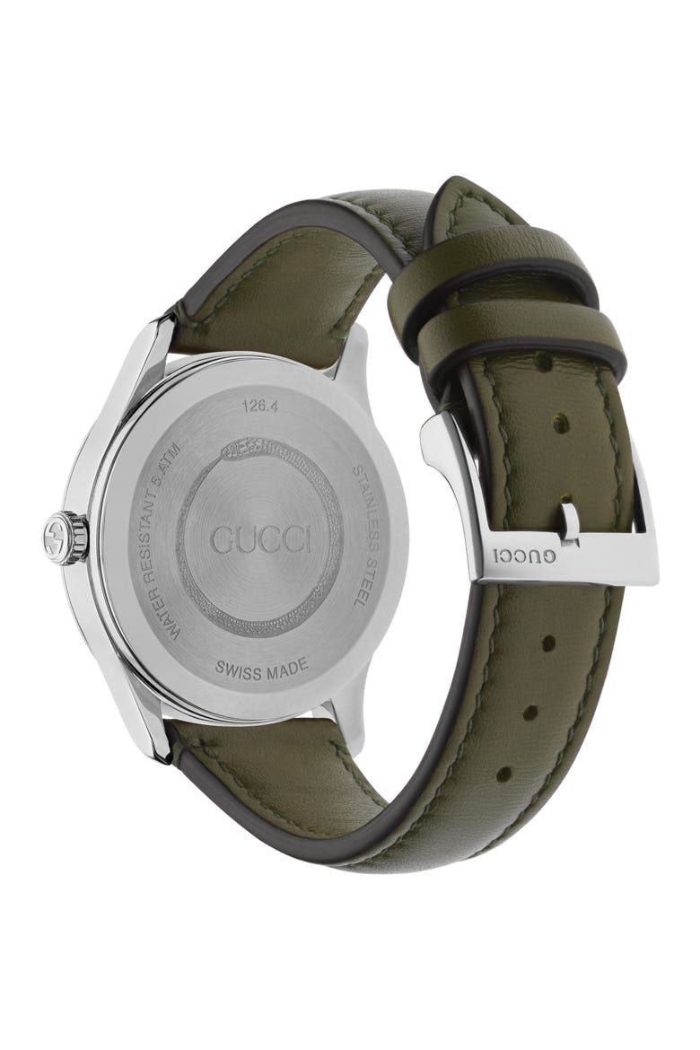 G-Timeless Snake Leather Strap Watch, 38mm, Alternate, color, BROWN/ SILVER/ GOLD