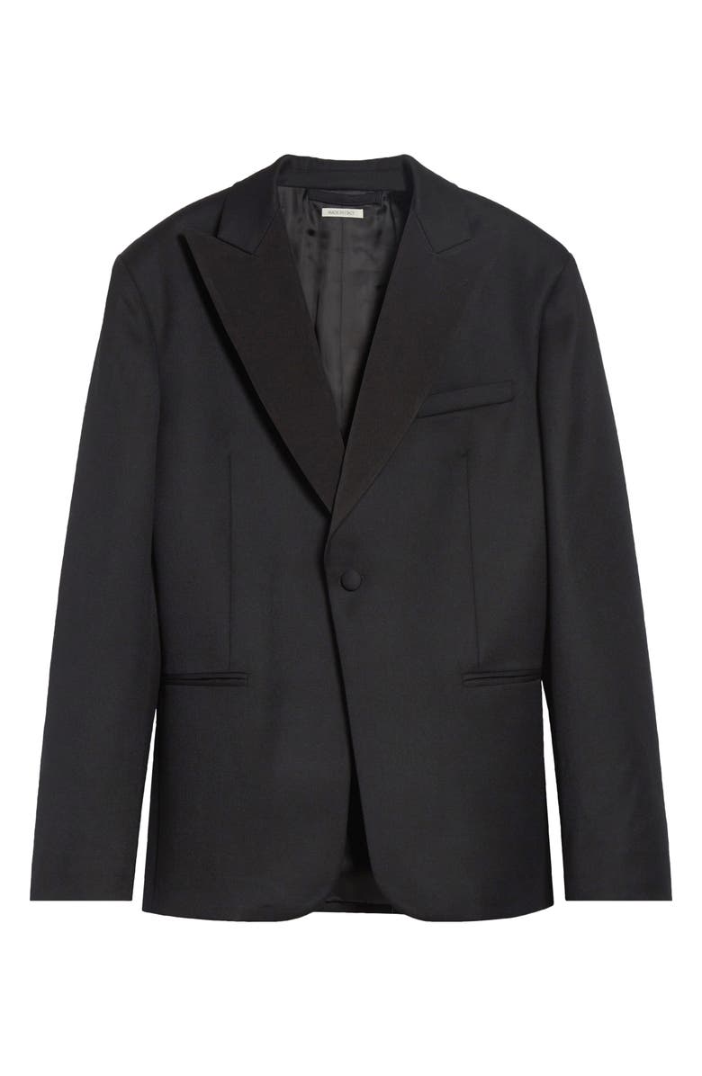 JW Anderson Peak Lapel Black Wool Tuxedo Jacket, Main, color, Black