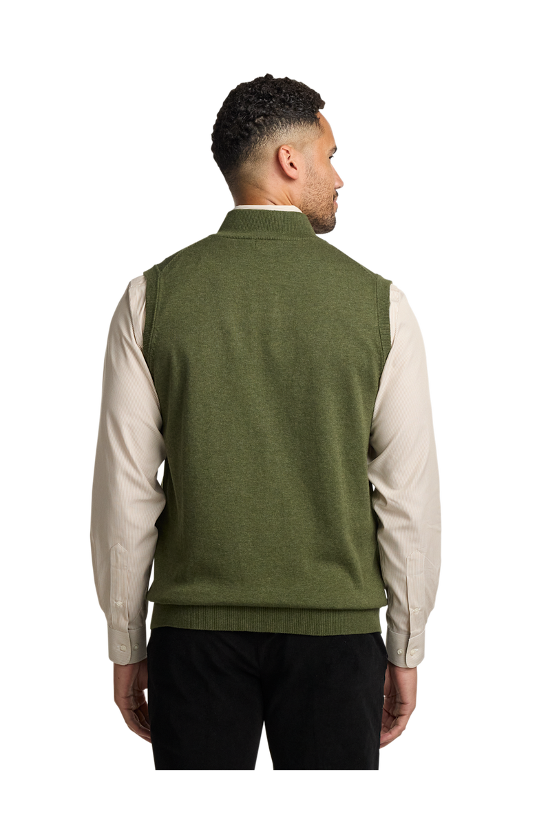 Paul Fredrick Cotton Full Zip Mock Neck Vest, Alternate, color, Olive