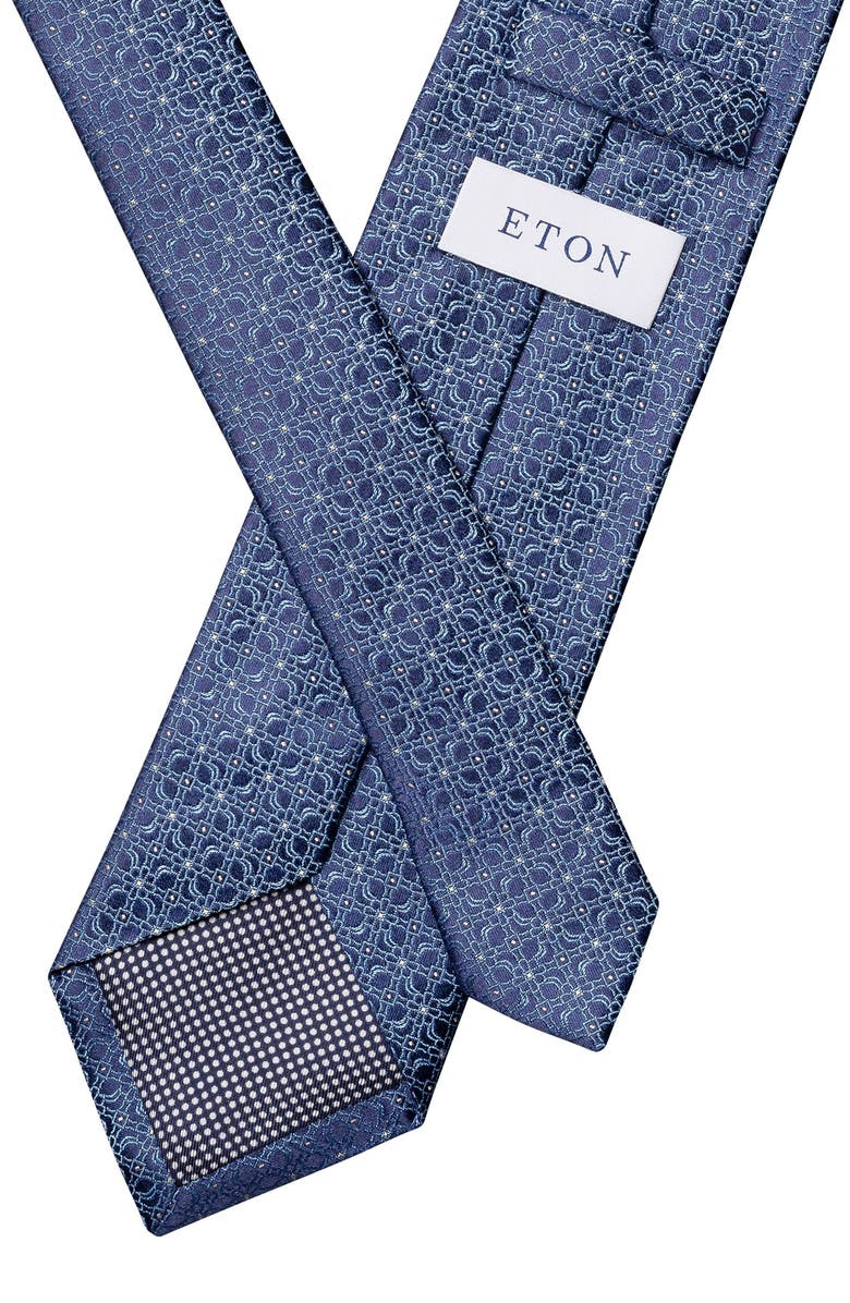 Eton Jacquard Silk Tie, Alternate, color, Navy